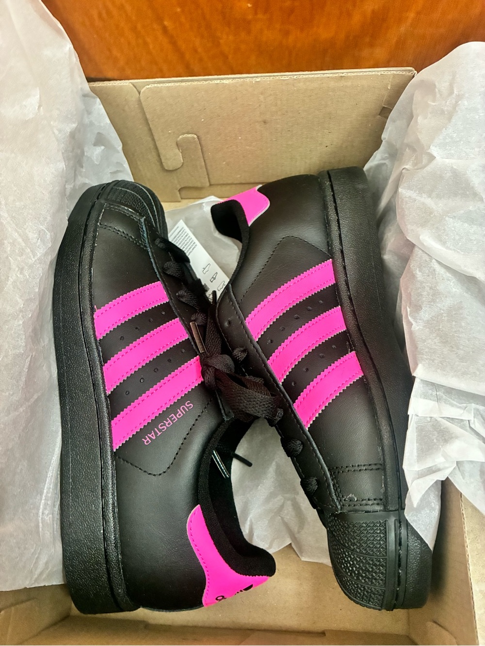 adidas Black Sneakers with Hot Pink Stripes